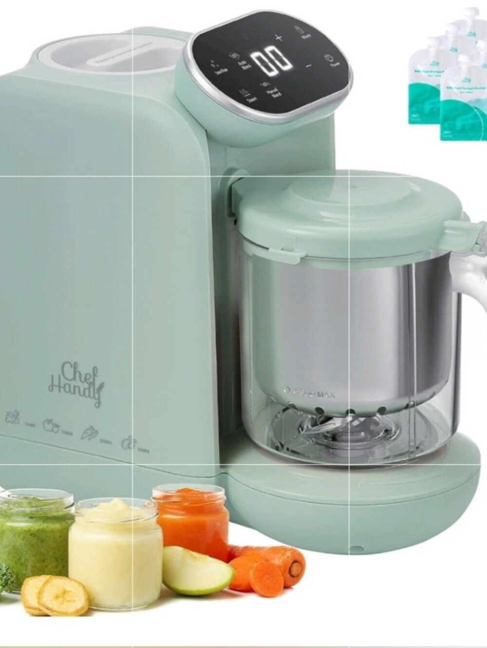 Chefhandy 5-in-1 Baby Food Maker with Stainless Steel Steam Basket, Green